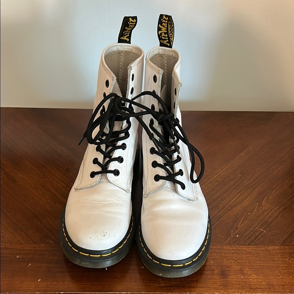 Dr. Martens White Leather Boots